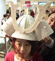 Nagoya store shows off pearl-encrusted samurai helmet